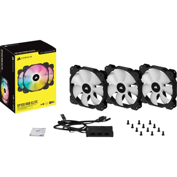 Corsair iCUE SP120 RGB ELITE Performance 120mm PWM Fan — Triple Pack with Lighting Node CORE - Image 8