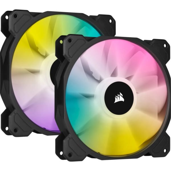 Corsair iCUE SP140 RGB ELITE Performance 140mm PWM Fan — Dual Fan Kit with Lighting Node CORE