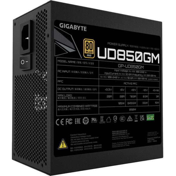 Gigabyte UD850GM 850W 80 PLUS Gold Modular ATX Power Supply - Image 6