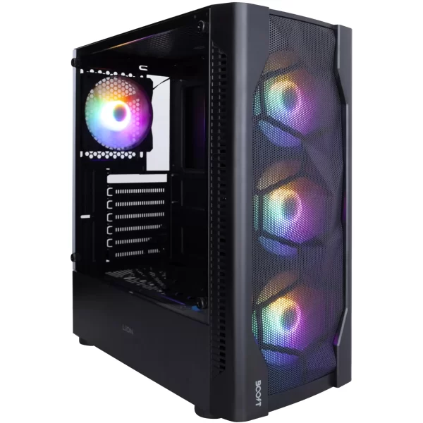 Boost Lion with 4 RGB Fan ATX Gaming Case - Black