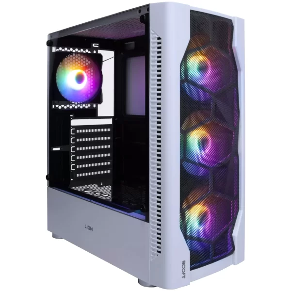 Boost Lion with 4 RGB Fan ATX Gaming Case - White